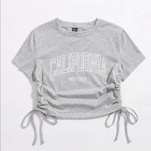 Graphic drawstring crop tee